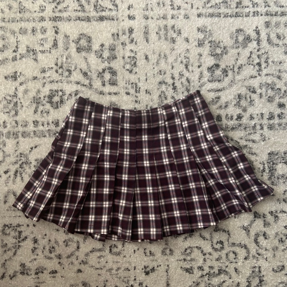 Forever 21 Pleated Skater Mini Plaid Skirt